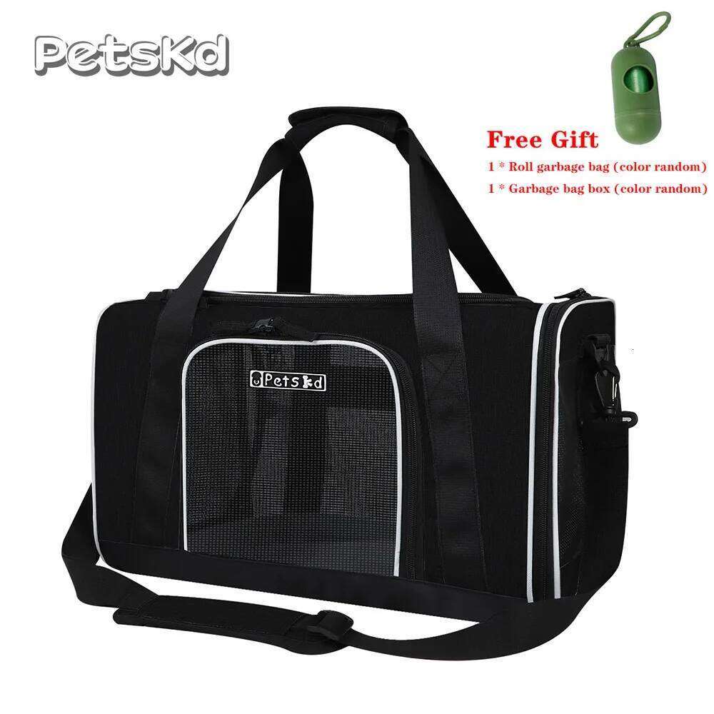 Portable Pet Carriers Soft-sided Carrying Handbag Cat Dog Breathable Foldable Bag with Locking Safety Zippers Fit for Travel 26H0130