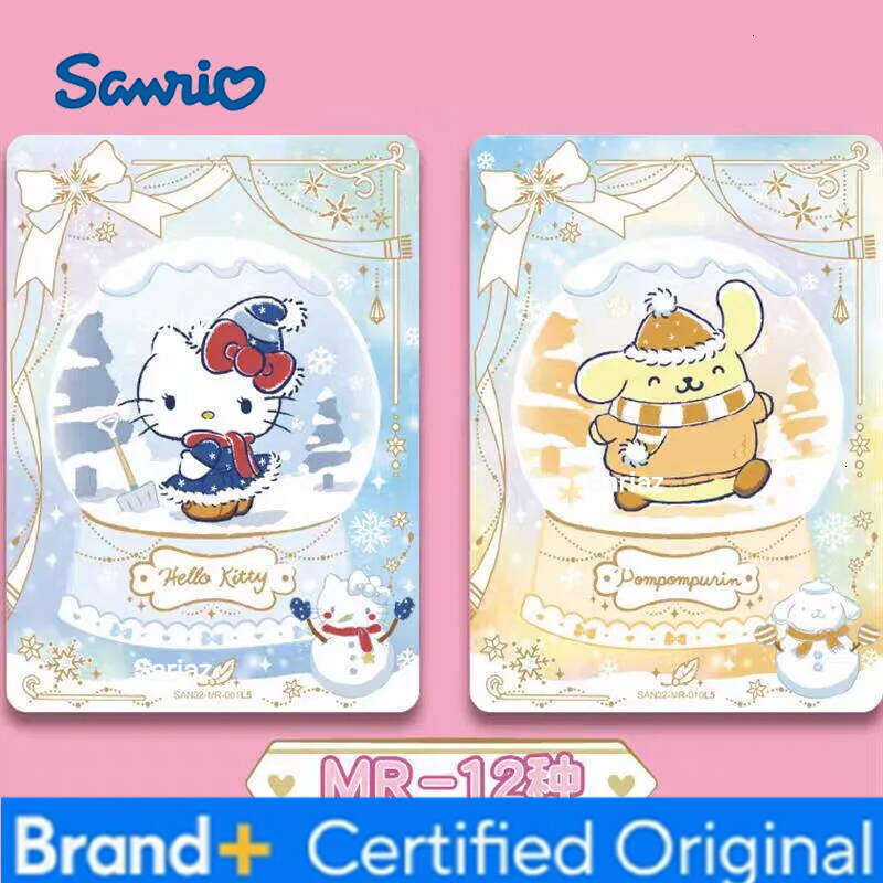 Sanrio KAYOU Collection Star Family Cute Hello Kitty Pompom Purin Warm Winter Clear Snow Cards Children Christmas Gifts H260130