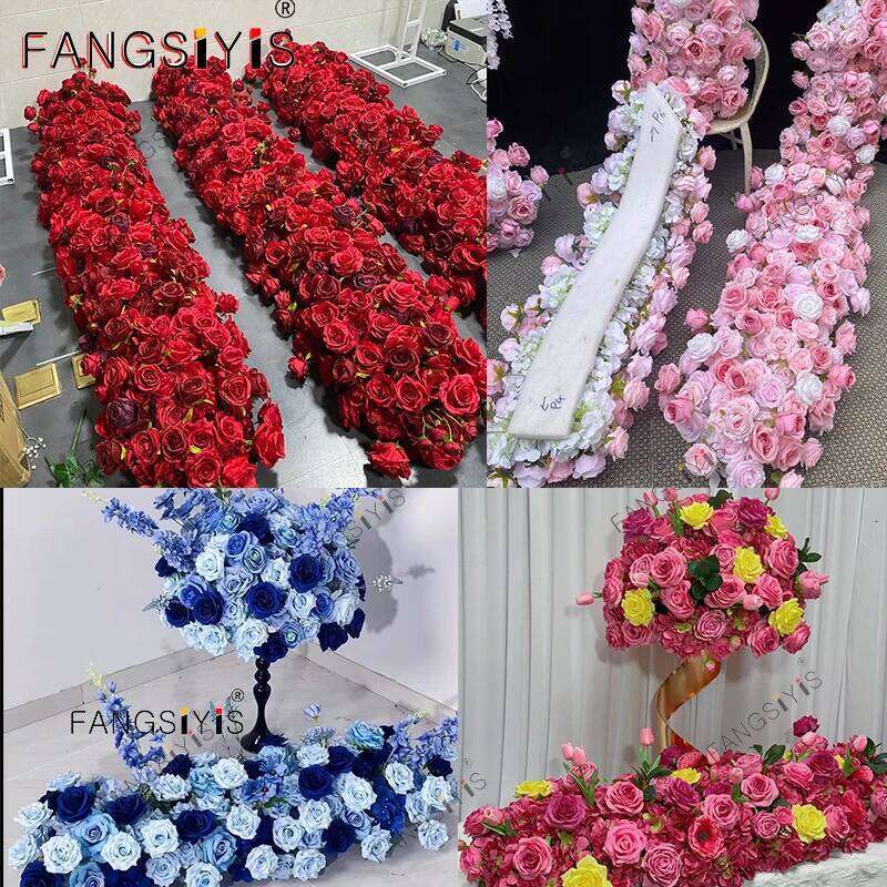 Diverse Rose Hyacinth Table Centerpiece Ball Wedding Backdrop Decor Floral Arrangement Runner Flower Row Event Party Prop Y260130