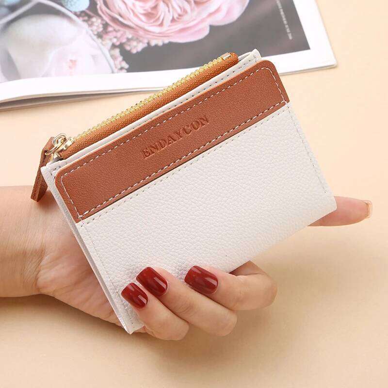 Short women's zipper wallet matte purse versatile multi-card slot small money clip storage bag Z260130