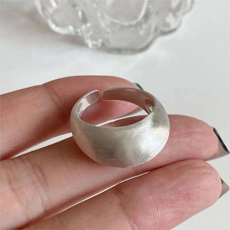 ANENJERY Silver Color Matte Brushed Surface Circular Open Ring For Women New Fashion Delicate Jewelry Gift XJ260130