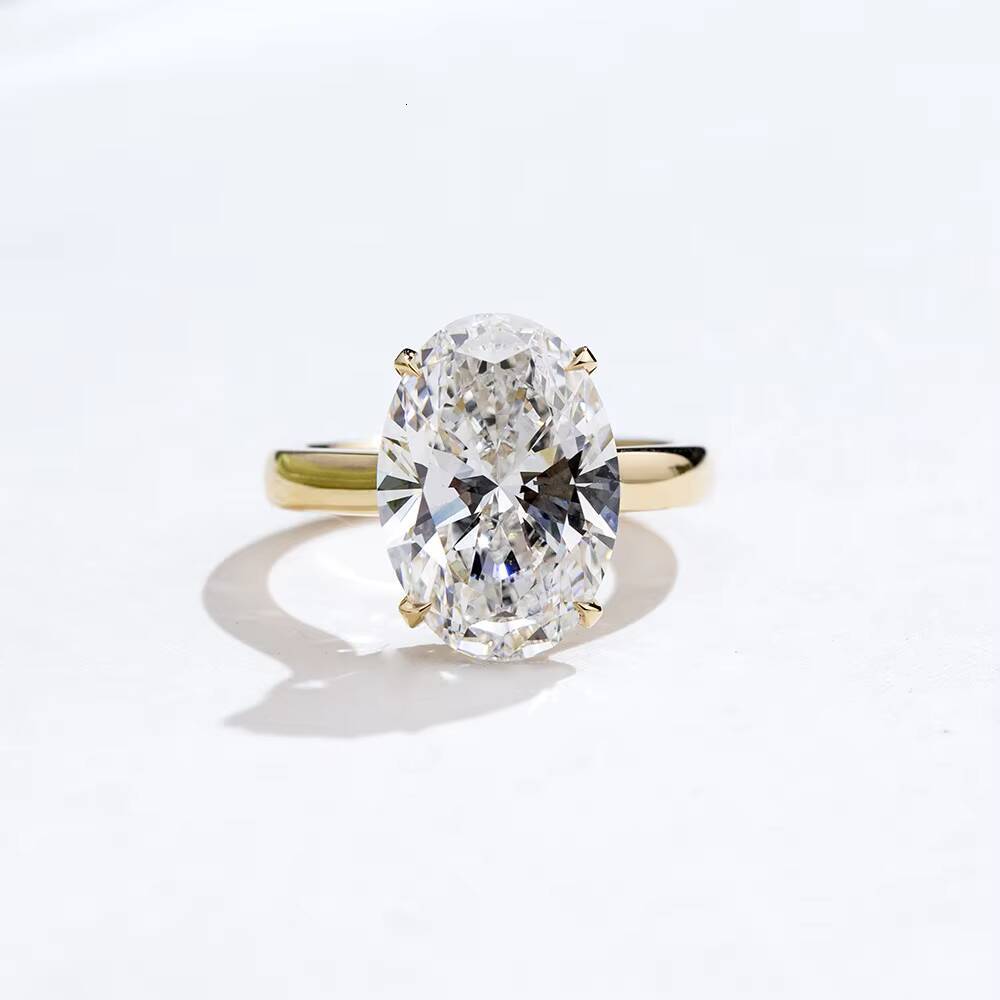 Messi Jewelry MSR-2032 18k Yellow Gold Luxury Ring Oval Cut Lab Grown Diamond Ring
