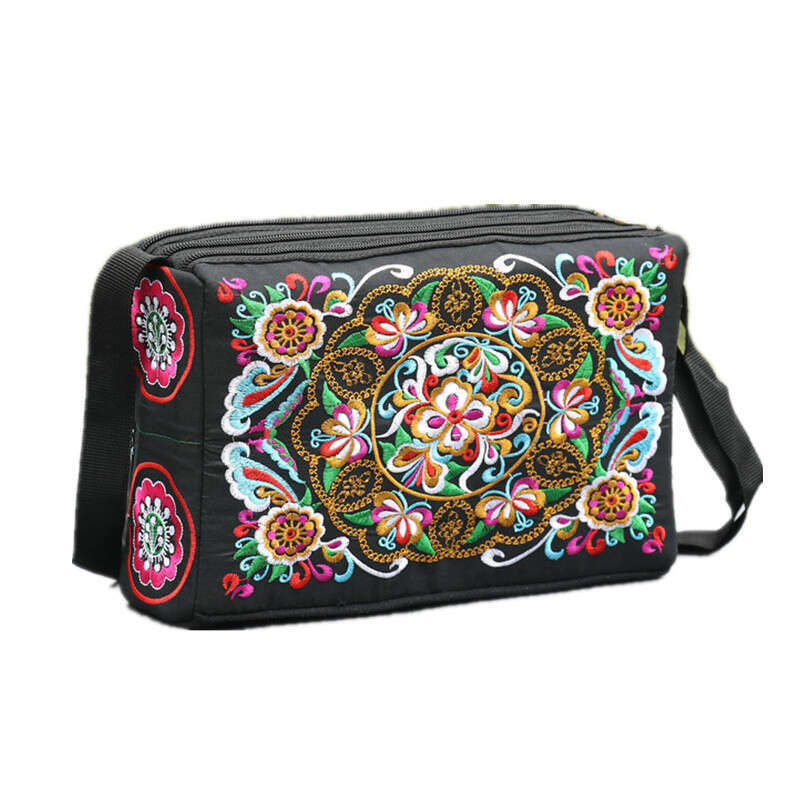 Ethnic Style Women's Shoulder Square Three-Layer Embroidered Bag