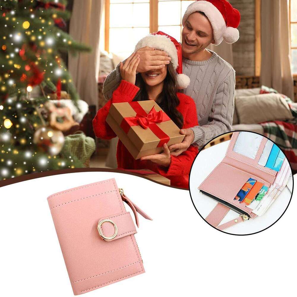 Women'S Short PU Leather Wallet Folding Card Holder Coin Purse Shopping, Traveling, Vacationing Z260130