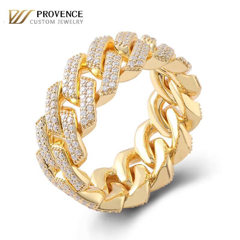 Real Solid 18k Gold Ring Ice Hiphop Style Nugget Ring Street Fashion Non Tarnish Rings Moissanite Ring for Fine Men Hiphop Ring