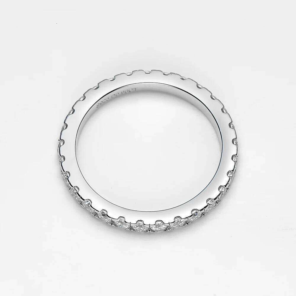 OEVAS 100% 925 Sterling Silver Sparkling 1 Row Full 2mm Moissanite Diamond Rings For Women Engagement Party Fine Jewelry Gifts XJ260130