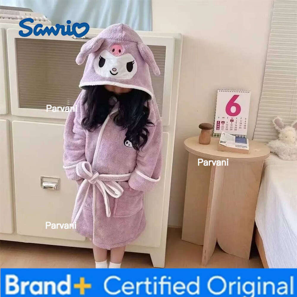 Sanrio Cinnamoroll My Melody Girl Nightgown Hot Kuromi Kawaii Child Long Style Pajamas Cartoon New Cute Bathrobe Gift H260130