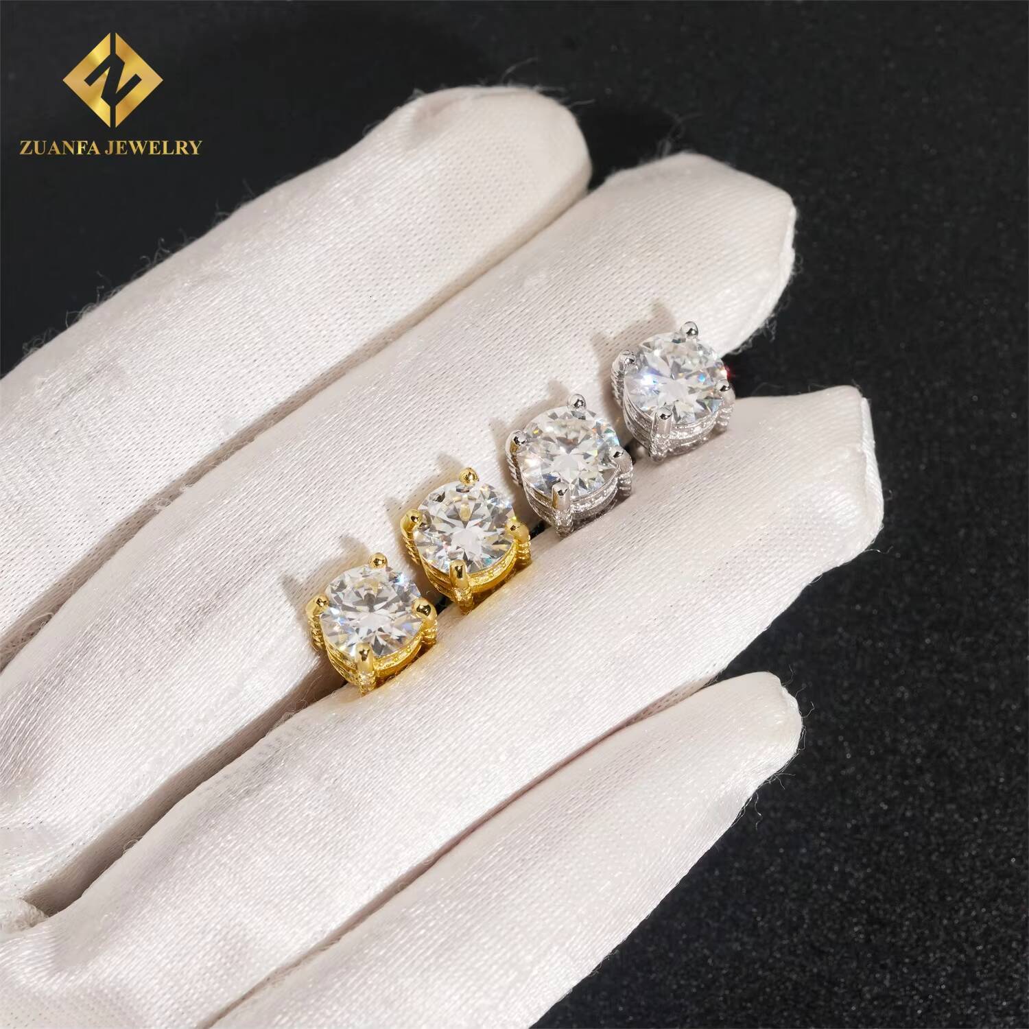 2Ct Round Brillianit Cut Screw Back Hip Hop Earring 925 Sterling Silver VVS Moissanite Iced Out Stud Earrings ReaDY Shipping