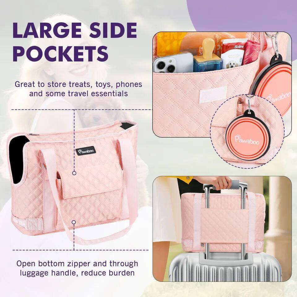 Pawaboo Purse for Small with Pocket Lightweight Dogs and Puppies Tote Bag Carrier Dog Carriers Soft Sided 26H0130