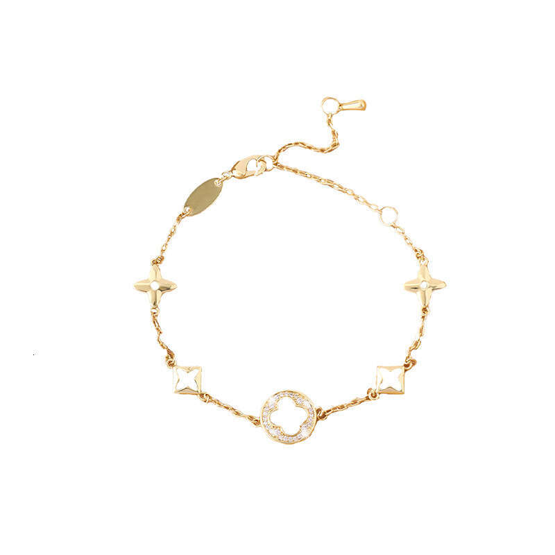 Openwork Four-Leaf Clover Women's Bracelet, French-inspired Luxury Fashion Jewelry Floral Women's Elegant Jewelry