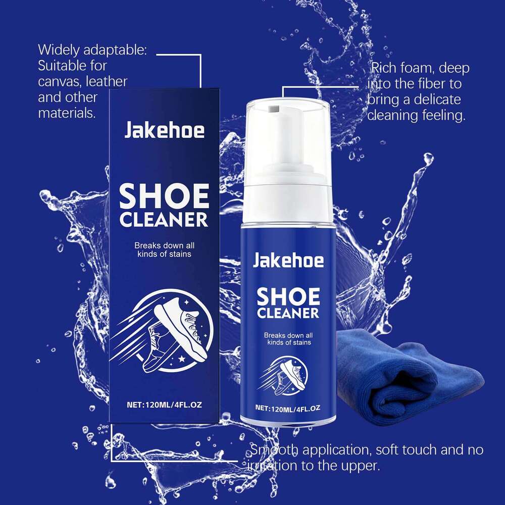 Jakehoe White Gentle Cleaning Stain Removal No-Wash Foam Portable Shoe Cleaner S260130