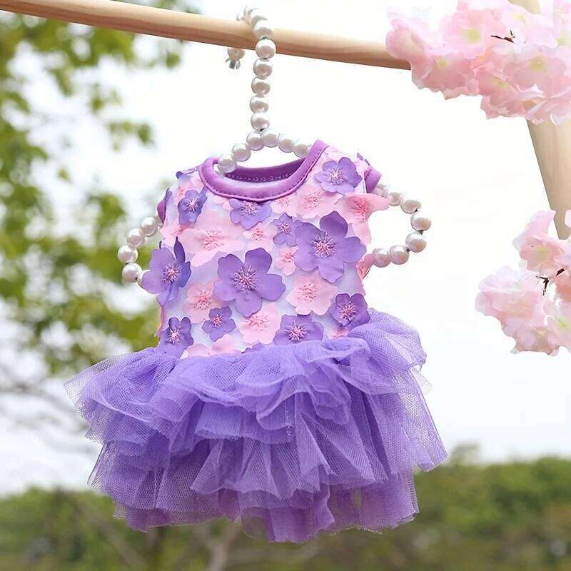 Floral Princess Dog Dress, Flower Puppy Apparel Mini To Medium Dogs, Breathable And Soft, Perfect For Outings H260129