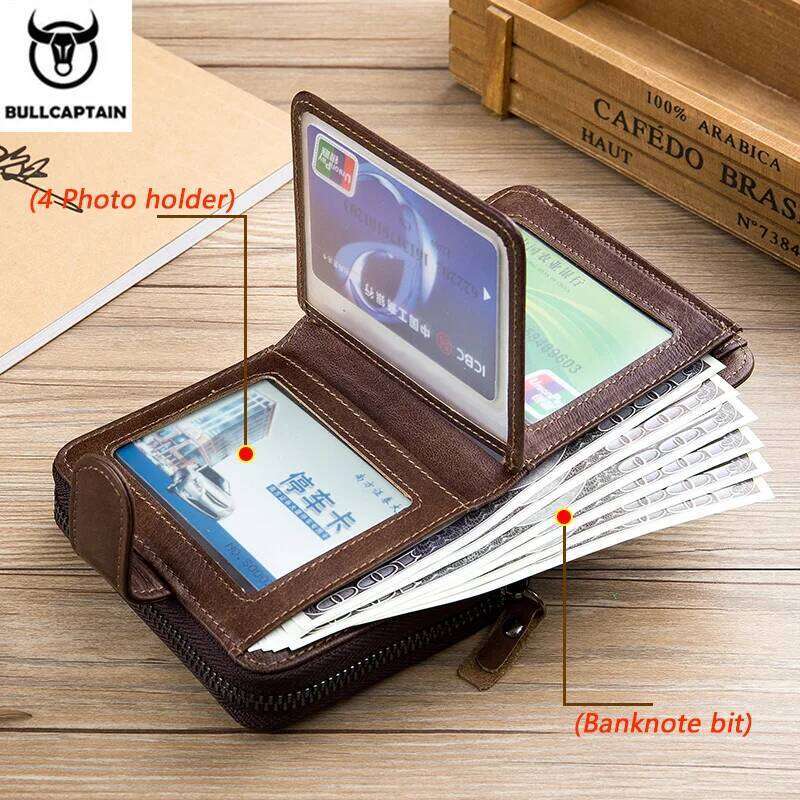 BULLCAPTAIN Man Bag Classic Style Genuine Leather Wallets Short Male Purse Card Holder Wallet Men Fashion Z260130