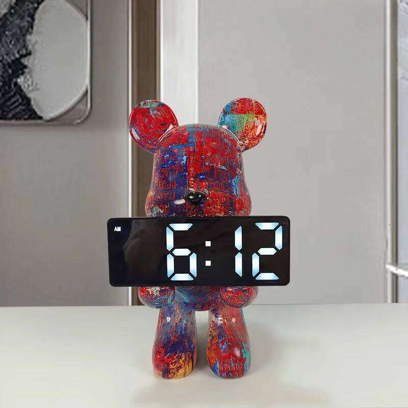 Violent Bear Electronic Alarm Clocks, Living Room, Bedroom, Bedside Table Decoration, Desktop, Luminous, Silent Digital Clock W260130