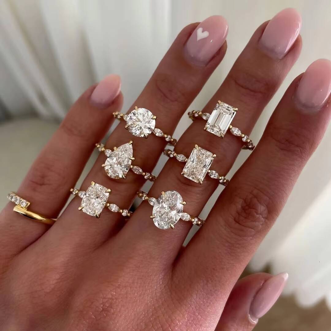 Custom IGI Certified CVD HPHT 14K 18K Solid Gold Pear Cut Lab Grown Diamond Ring Luxury Wedding Engagement Diamond Ring