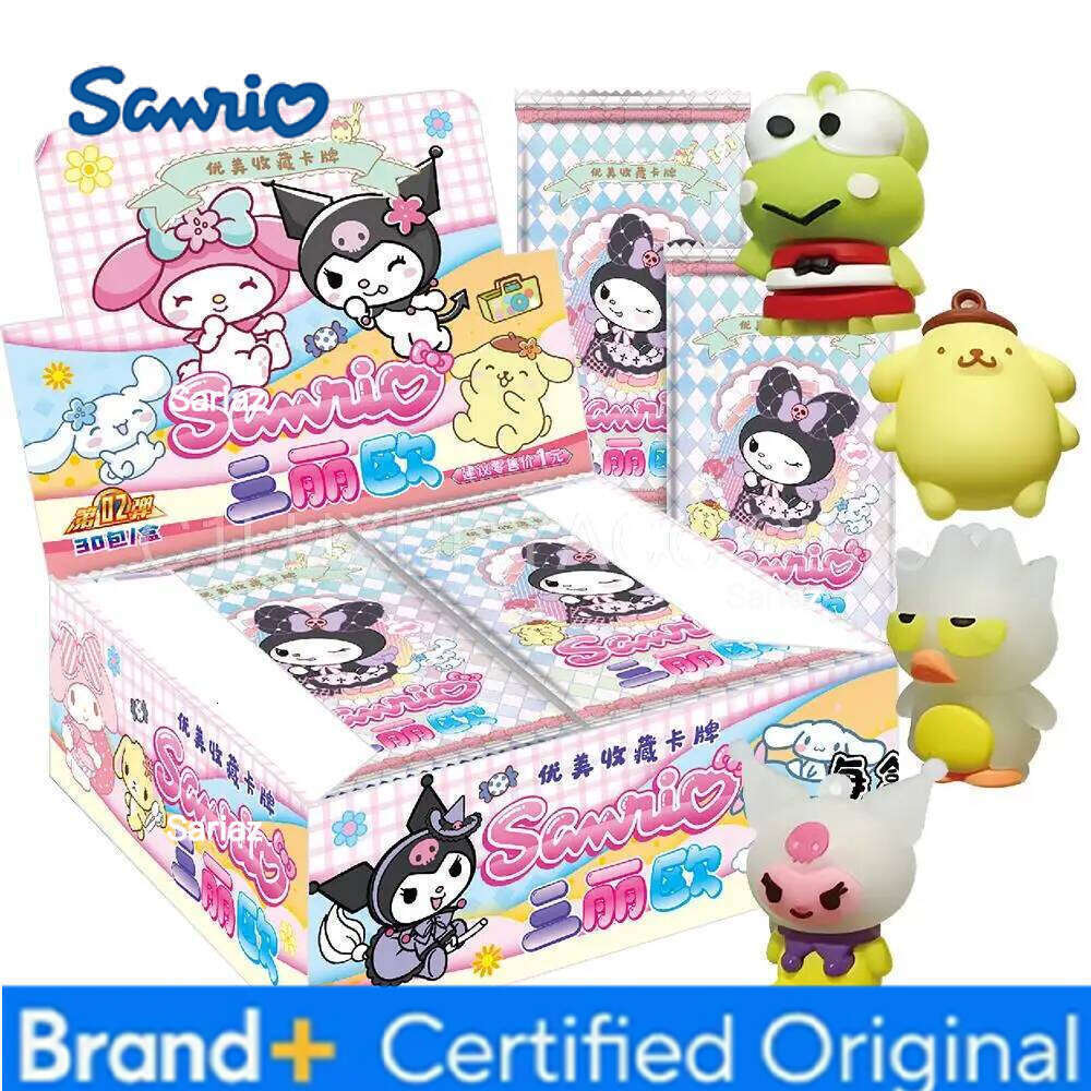 Sanrio Newest Kuromi Hello Kitty Shining Cartoon My Melody Cinnamoroll Trading Card Children Table Toys Christmas Gifts H260130