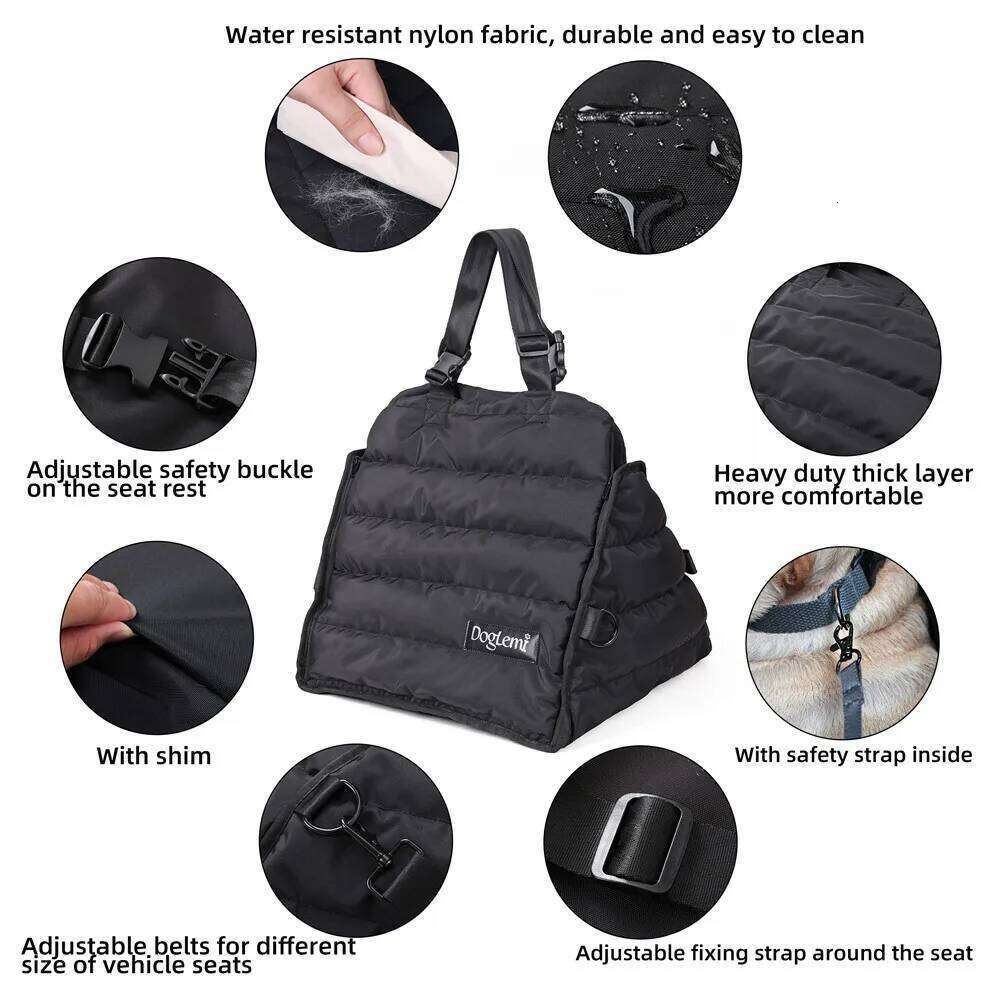 Bed Carrier for Small Medium Dogs Waterproof Dog Car Seat Cover Safety Adjustable Pet Travel Bag Handy Soft Cushion 26H0130