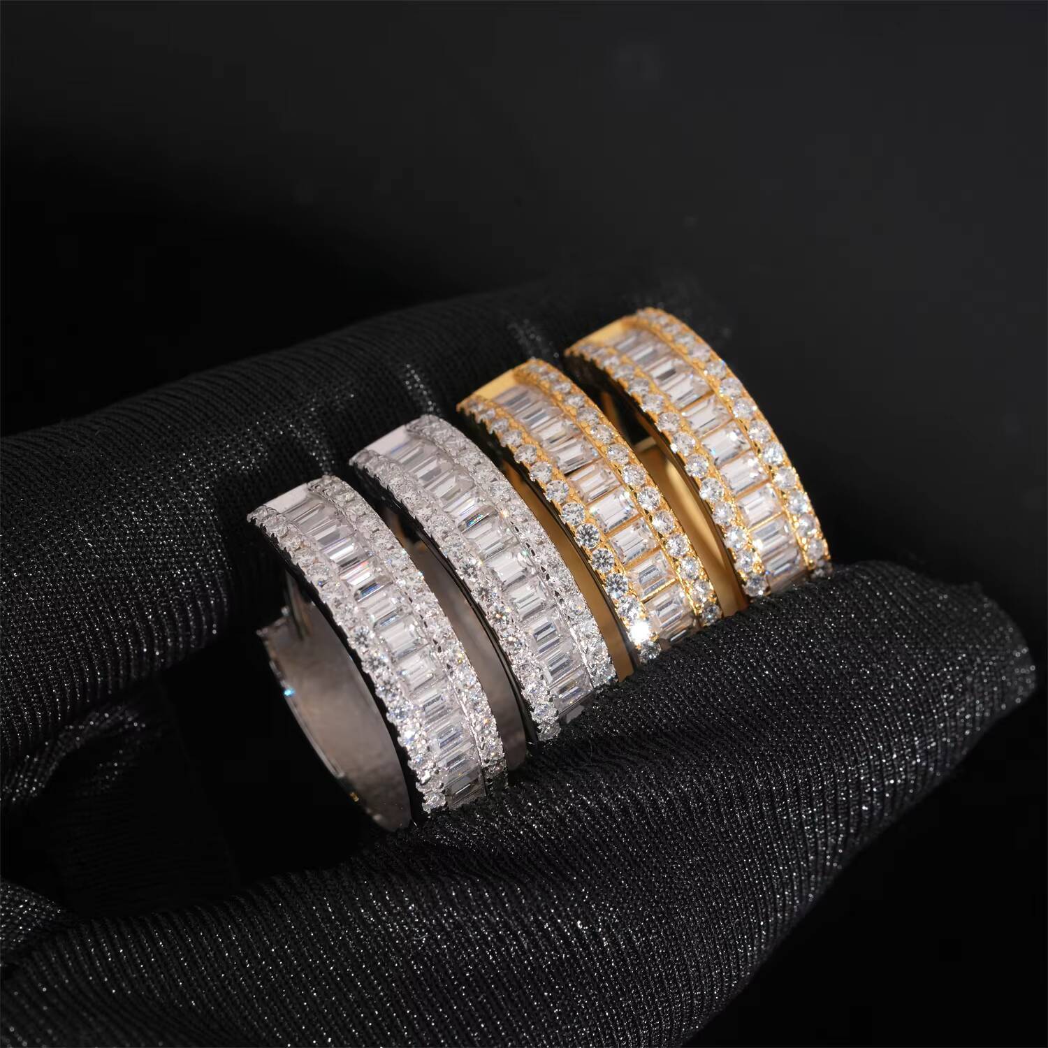 Fine Jewelry Hoop Earrings Silver 925 Moissanite Iced Out Fashion Baguette Diamond Gold Plated Earring