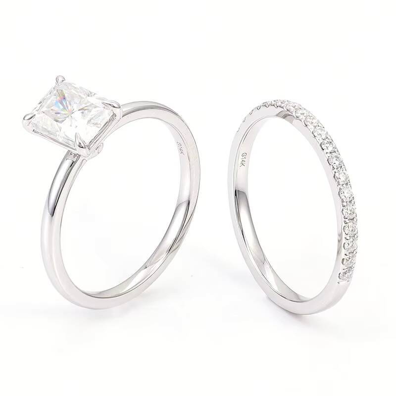 18k Solid Gold Diamond Ring Have Certified 4ct Radiant Cut Women Moissanite Ring Wedding Ring Set Daily Wear Couple Rings