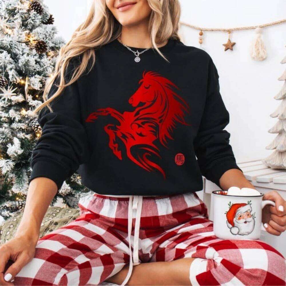 Horse Sweatshirt 2026 Clothing Happy Chinese New Year Pullover Women Men Fashion Casual Holiday Tops C260130