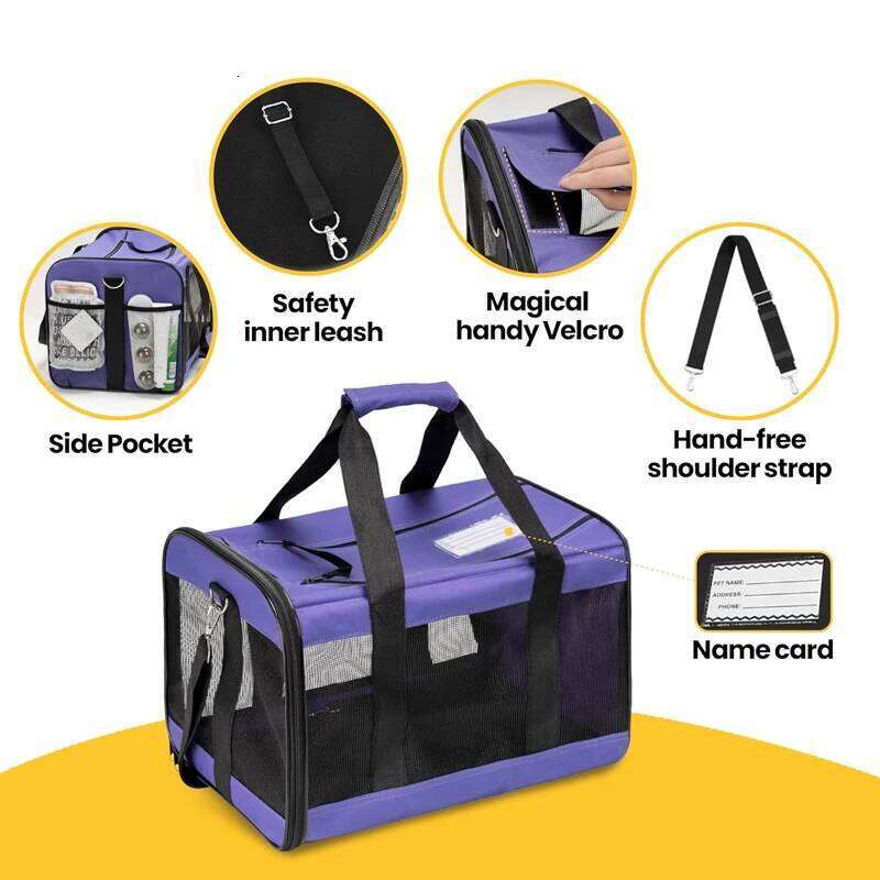 Soft Sided Airline Approved Pet Travel Bag Foldable Cat Cage Suitable for Medium Small Cats and Dog 26H0130