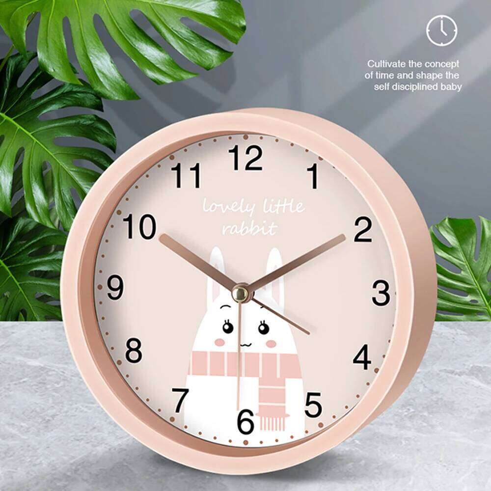 Round Silent Cartoon Small Bedroom Bedside Table Alarm Clock Non Ticking Student Wake Up Gift W260130