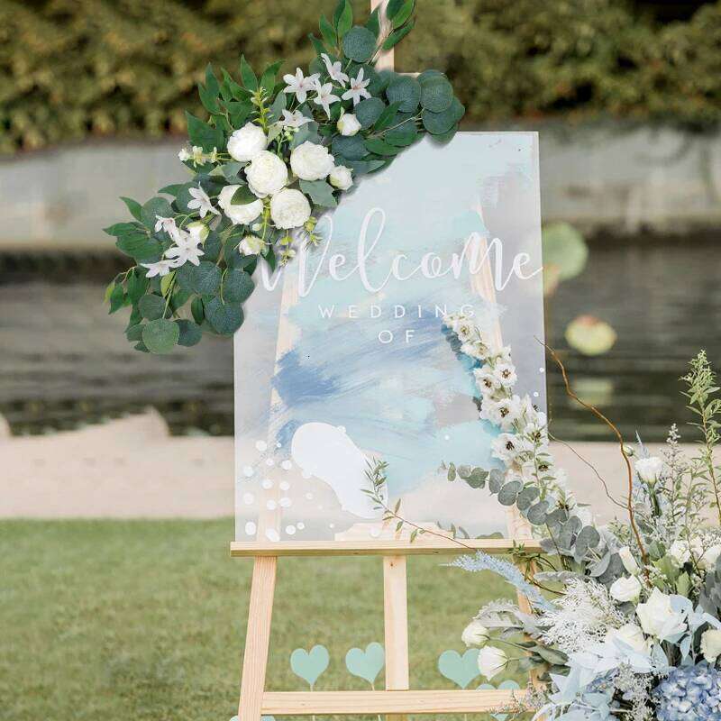 1PC Artificial Arch Flowers Boho Red Rose Eucalyptus Garland Drapes Home Decoration Wedding Decorations Welcome Sign W260130