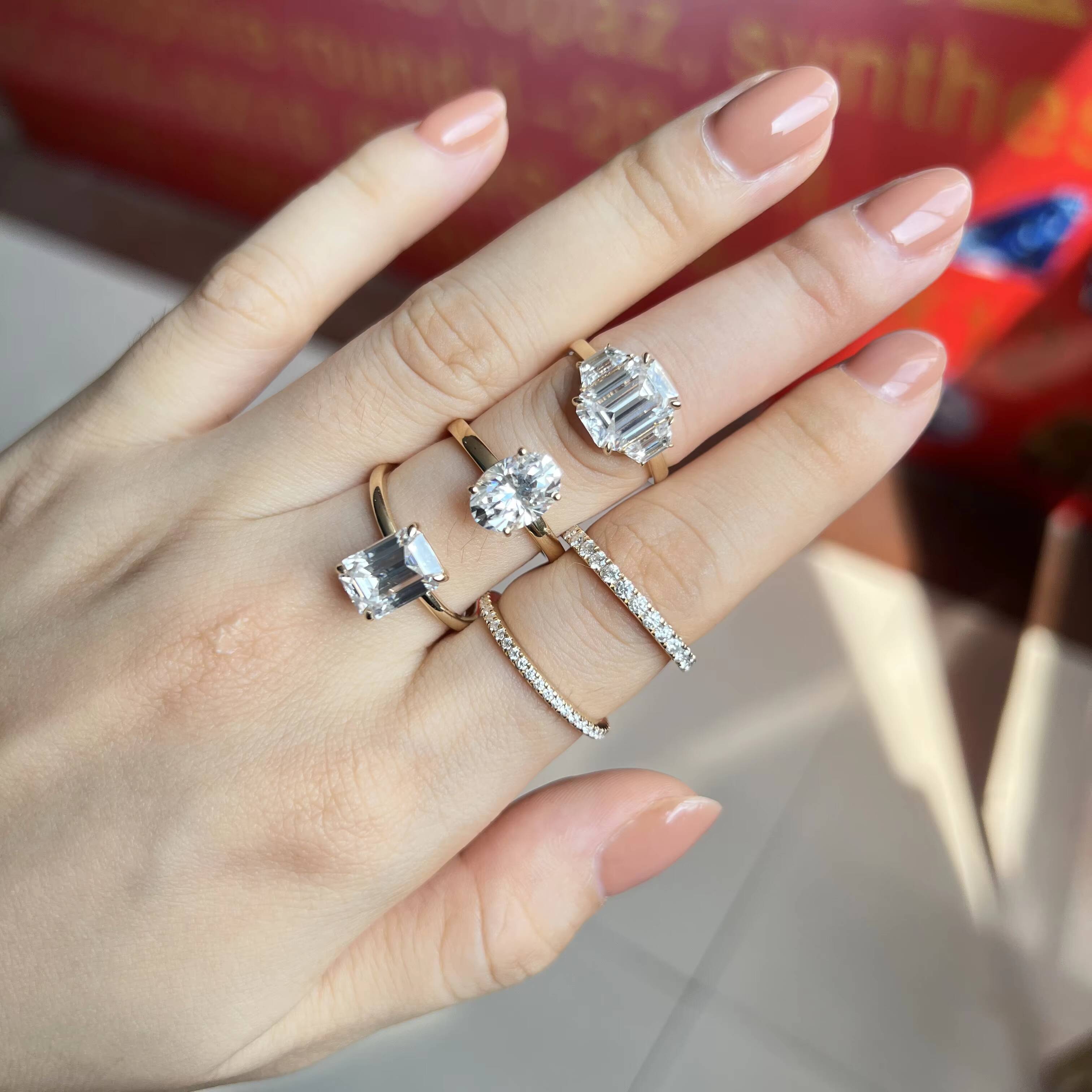 14k Gold Real Moissanite Full Eternity Wedding Ring Round Cut VVS1 D Color 16mm-35mm Band for Women