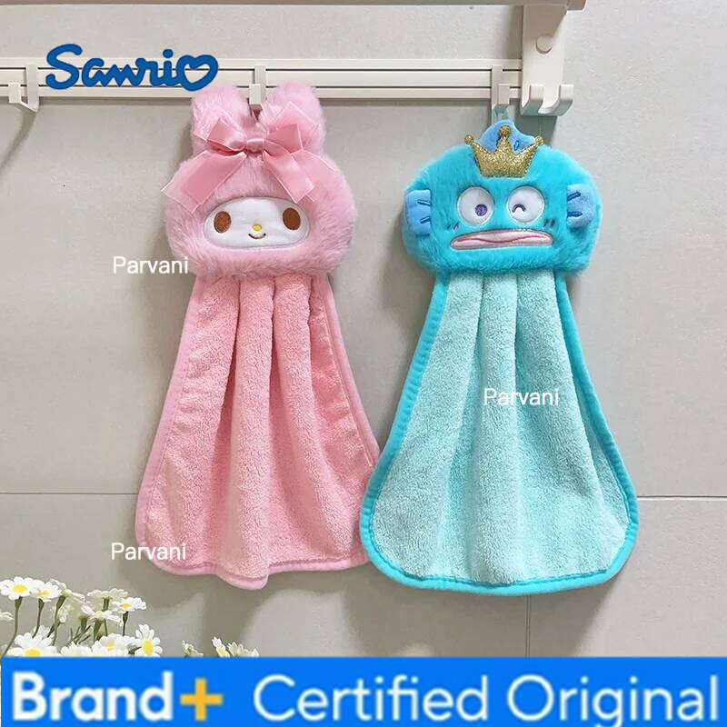 Sanrio Cute My Melody Hangyodon Towels Home Bathroom Kitchen with Hanging Loop Thickened Speed Dry Absorbent Hand Cloth H260130