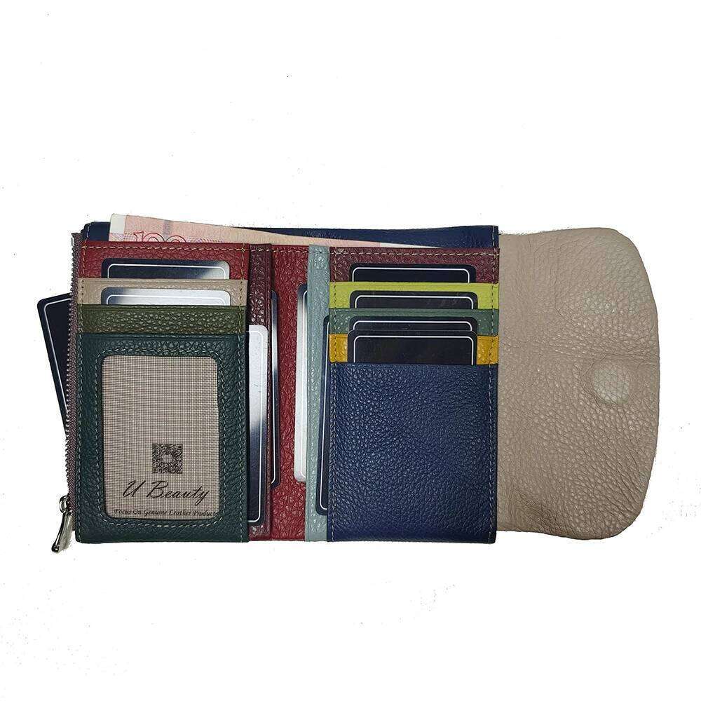 Women's Wallets Cowhide Fashion Short Wallet Soft Genuine Cow Leather Ladies Rainbow Coin Purse Bag ID Card Holders Purses Z260130
