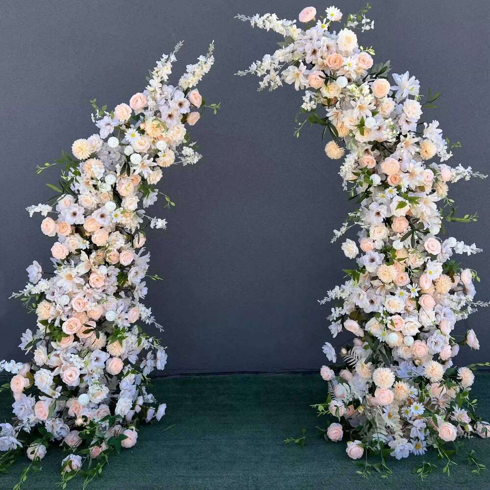 Trumpet Arch Artificial Flower Arrangement, Moon Shape, Wedding Background Props, Party Decoration, Luxury Y260130
