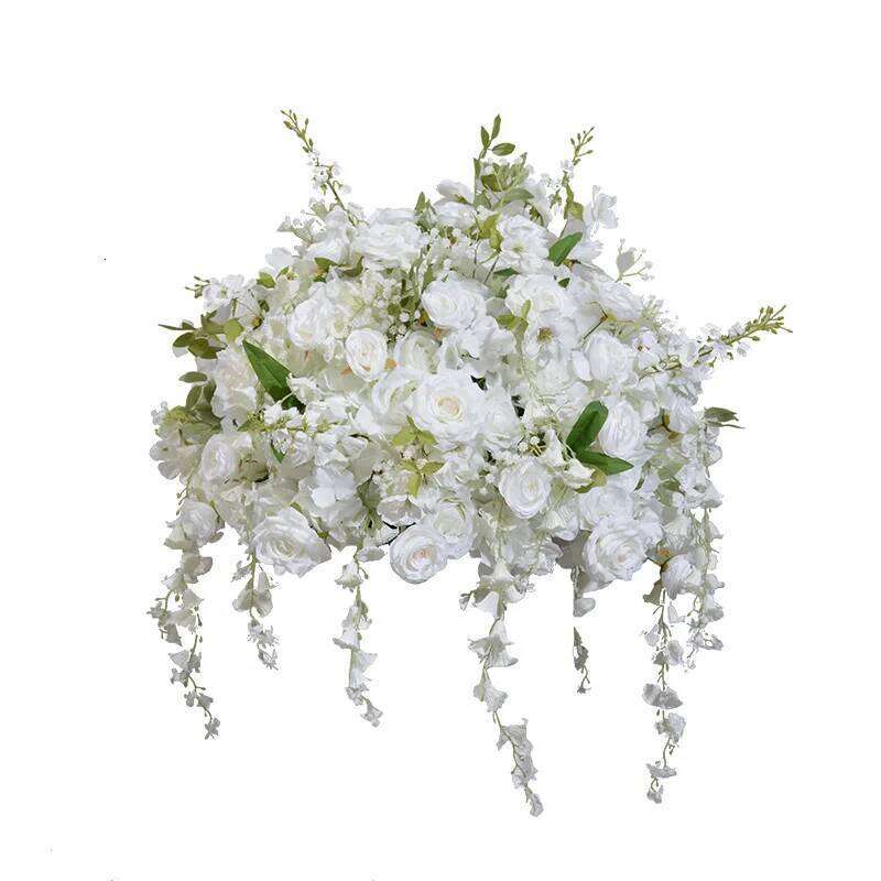 White lily of the valley Rose Artificial Flower Ball Road Lead Floor Floral Wedding Welcome Sign Decor Hang Flowers Party W260130