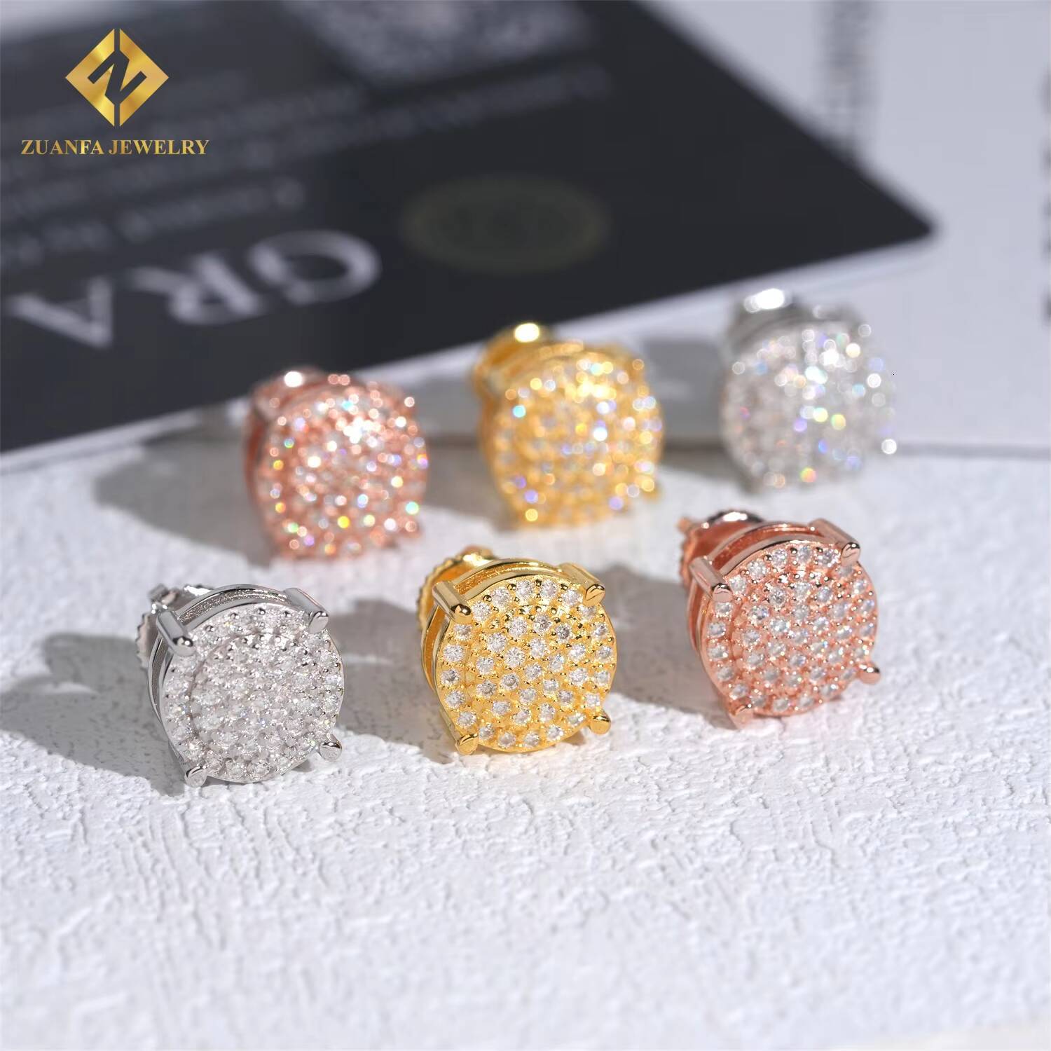 Wholesale Price Fashion Women VVS Moissanite Earrings Fine Jewelry 925 Sterling Silver Fully Iced Out Stud Earring