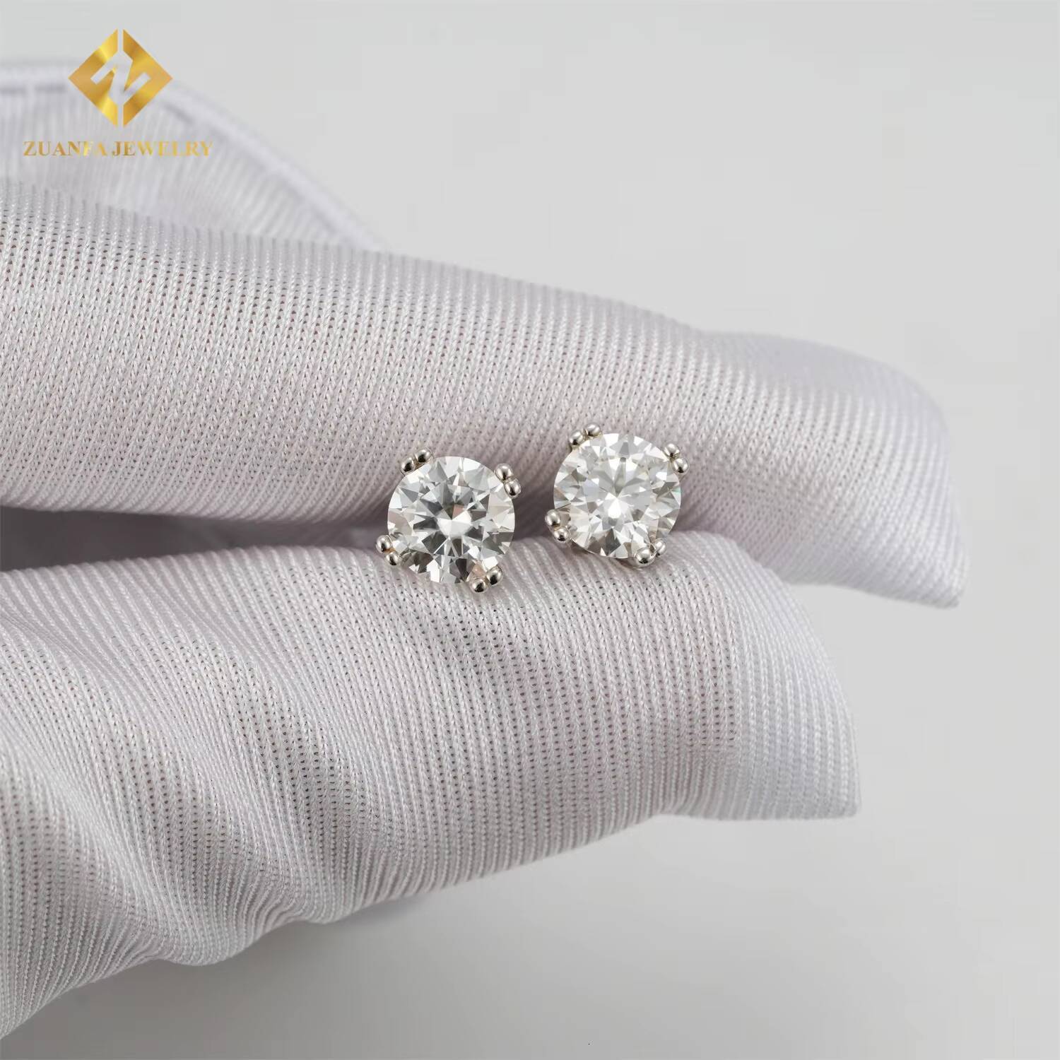 925 Sterling Silver Luxury Women Men VVS Moissanite Ear Stud 5mm 6mm 7mm 4 Prong Diamond Stud Earrings Pass Diamond Tester
