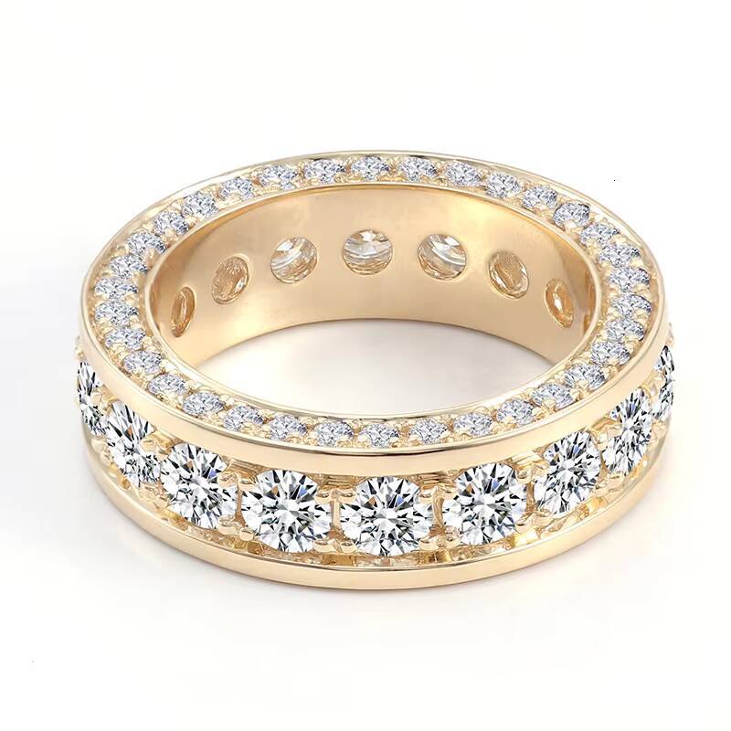 Custom Fine Jewelry Real 18K 14K 10K Solid Gold Ring Moissanite Rings Luxury Iced Out D VVS Diamond Wedding Ring for Mens Gift