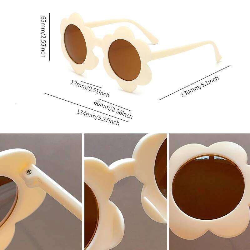2024 New Children Cute Solid Color Flower UV400 Fashion Round Girls Boys Protection Sunglasses Kids Sun Glasses H260130