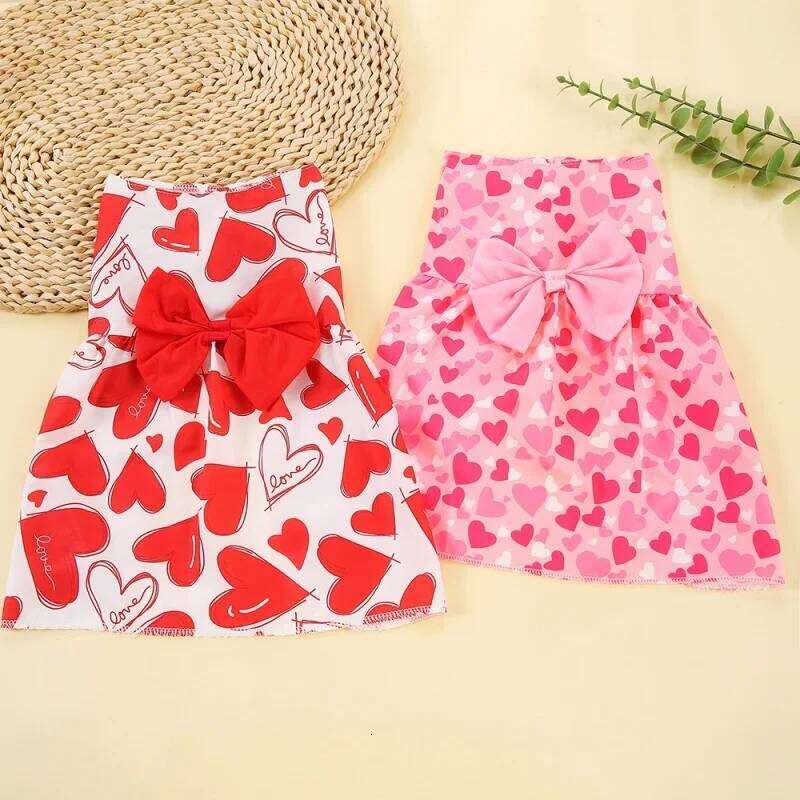 Spring Dog Princess Heart Patten Pet Skirt Cute Dogs Summer Dress Bow Lace for Small Medium Puppy Poodle Chihuahua H260130