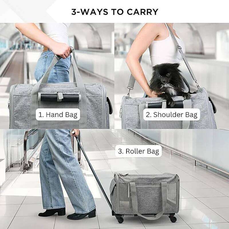 with Wheels for Dogs Up To 15lbs & Cat Airline Approved Dog Rolling Carrier Foldable Pet Stroller 26H0130