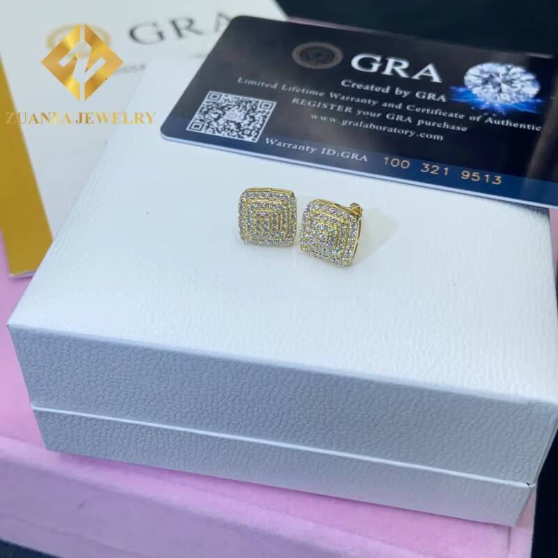 Past Diamond Test Moissanite 10MM Stud Earring MenWomen 925 Sterling Silver VVS Moissanite Iced Out Stud Earring GRA in Stock