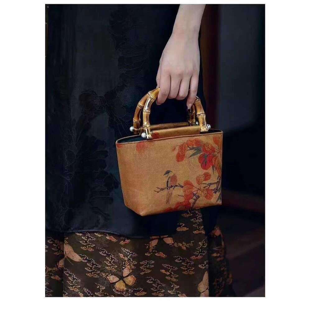 New Arrivals Silk Knot Cheongsam New Chinese Style Retro Hanfu Bamboo Handle Handbag For Women IN Evergwish