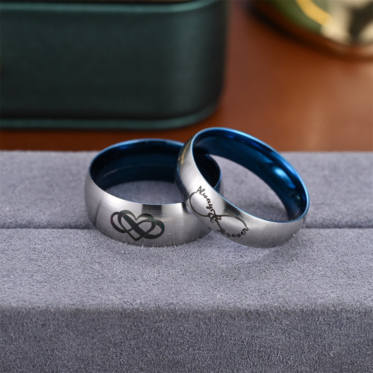 Fashion New Matte Blue Crown Heart LOVE King Queen Exclusive Source