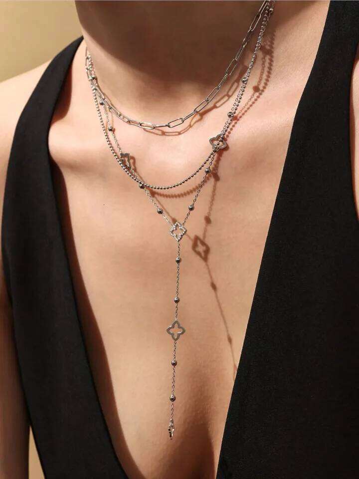 Multi Models Long Tassel Necklaces In Stainless Steel With 18k Gold Plated Waterproof Non Tarnish Chains Necklace For Women