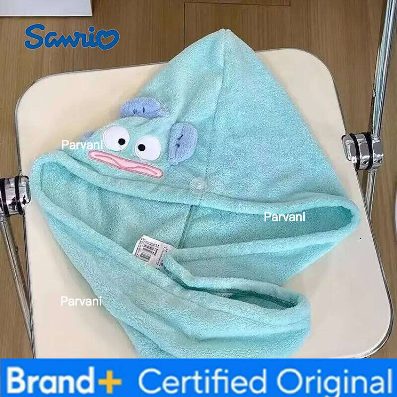 Sanrio Anime Hangyodon Women's Coral Velvet Cartoon Hair-Drying Cap Girl Kawaii Bath Skirt Cute Towel Home Toiletries Gift H260130