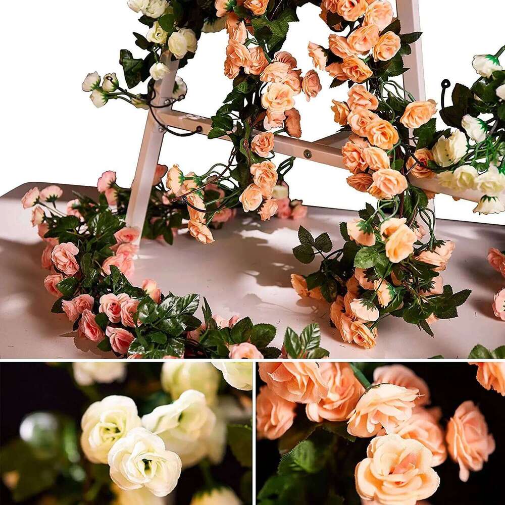 3 Pack 1.8M 69 Heads Artificial Flowers Garland Faked Flower Rose Vine Hanging Plant Decorative for Wedding Arch Wall Home Decor Y260130