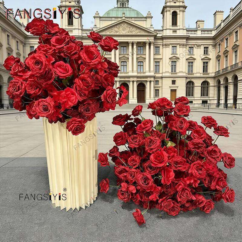 Romantic Artificial Flower Red Rose Wedding Table Centerpiece Ball Event Party Stage Road Lead Floral Window Display Y260130