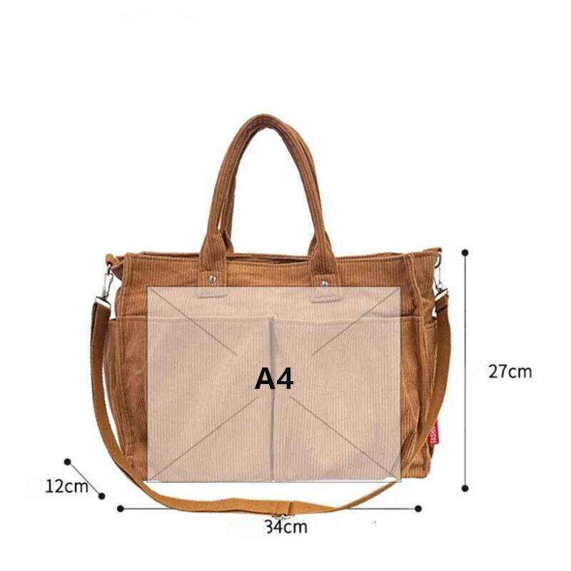 Warm Corduroy Tote Spacious Handbag Shopping Stylish & Practical Shoulder Bag, Casual Minimalist Single Crossbody Bag Z260130