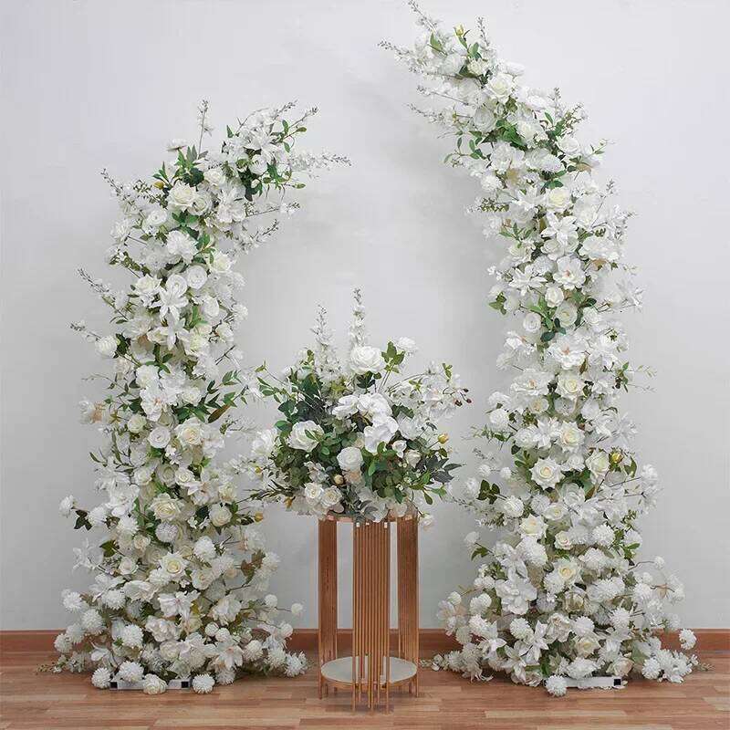 Trumpet Arch Artificial Flower Arrangement, Moon Shape, Wedding Background Props, Party Decoration, Luxury Y260130