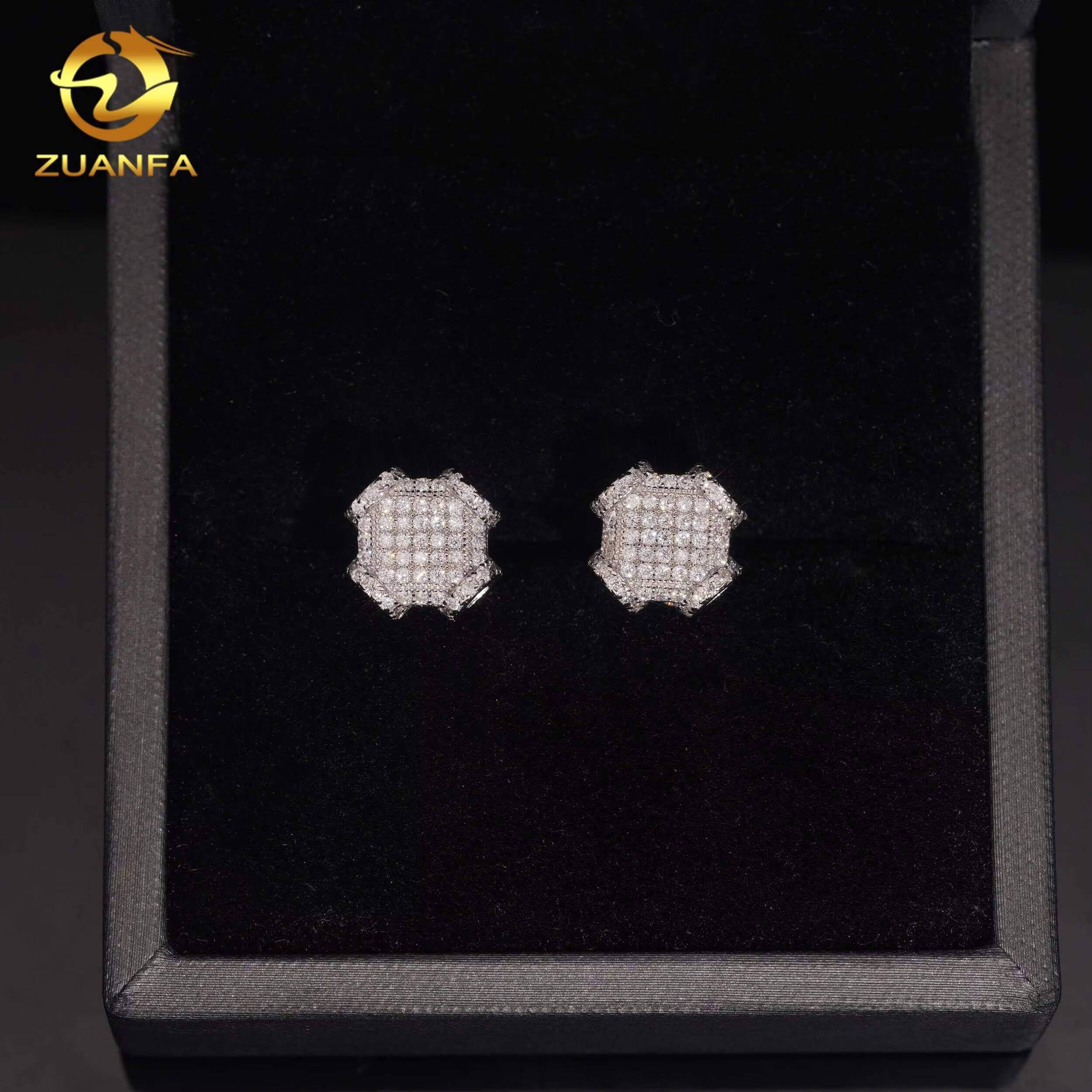 925 Silver 10mm Fashion Screw Back Earrings Iced Out VVS Moissanite Diamond Stud Earrings Hip Hop Style Jewelry Ear Studs