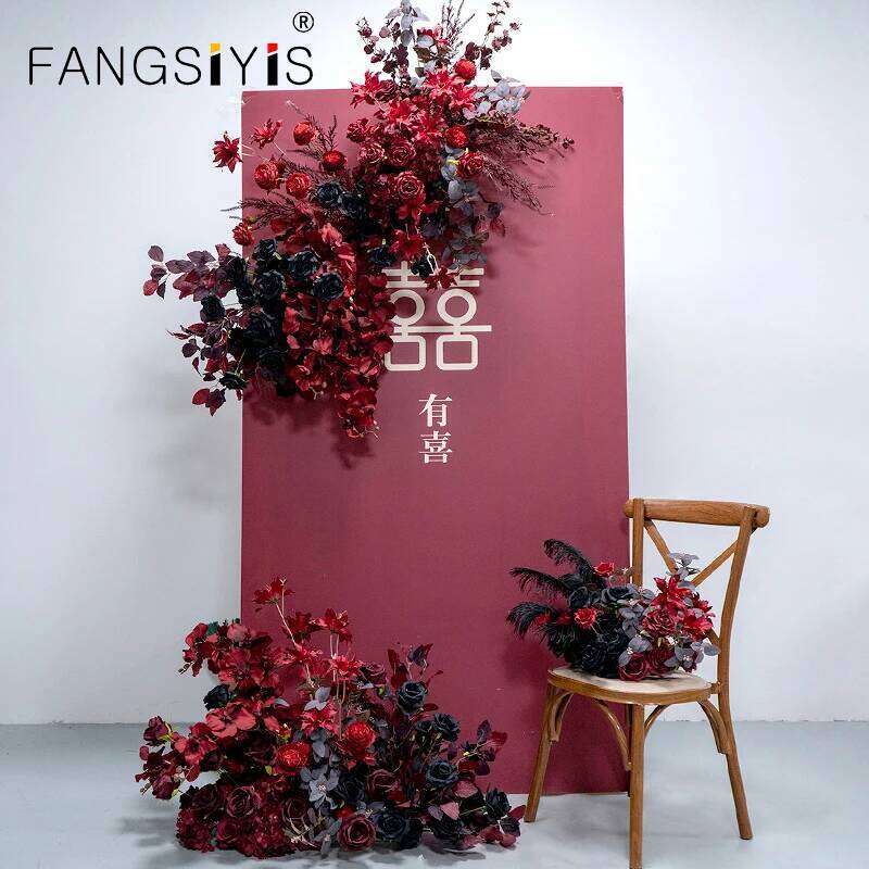 New Red Rose Peony Artificial Hanging Row Wedding Arch Backdrop Decor Corner Flower Road Lead Floral Party Stage Props Y260130