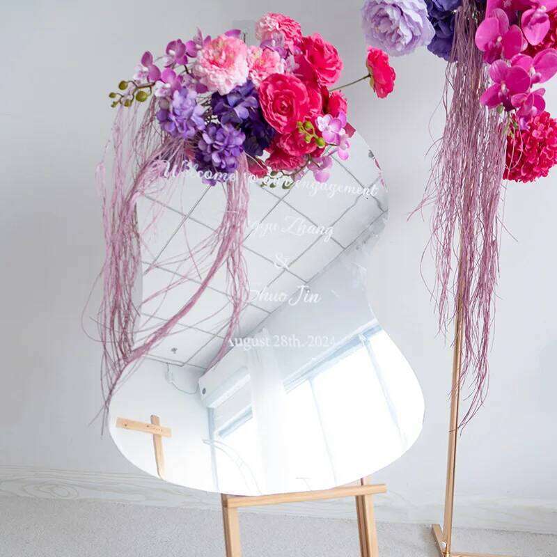 Purple Rose Anthurium Hang Corner Floral Arrangement Wedding Background Curtain Hot Pink Floor Flower Party Decor W260130